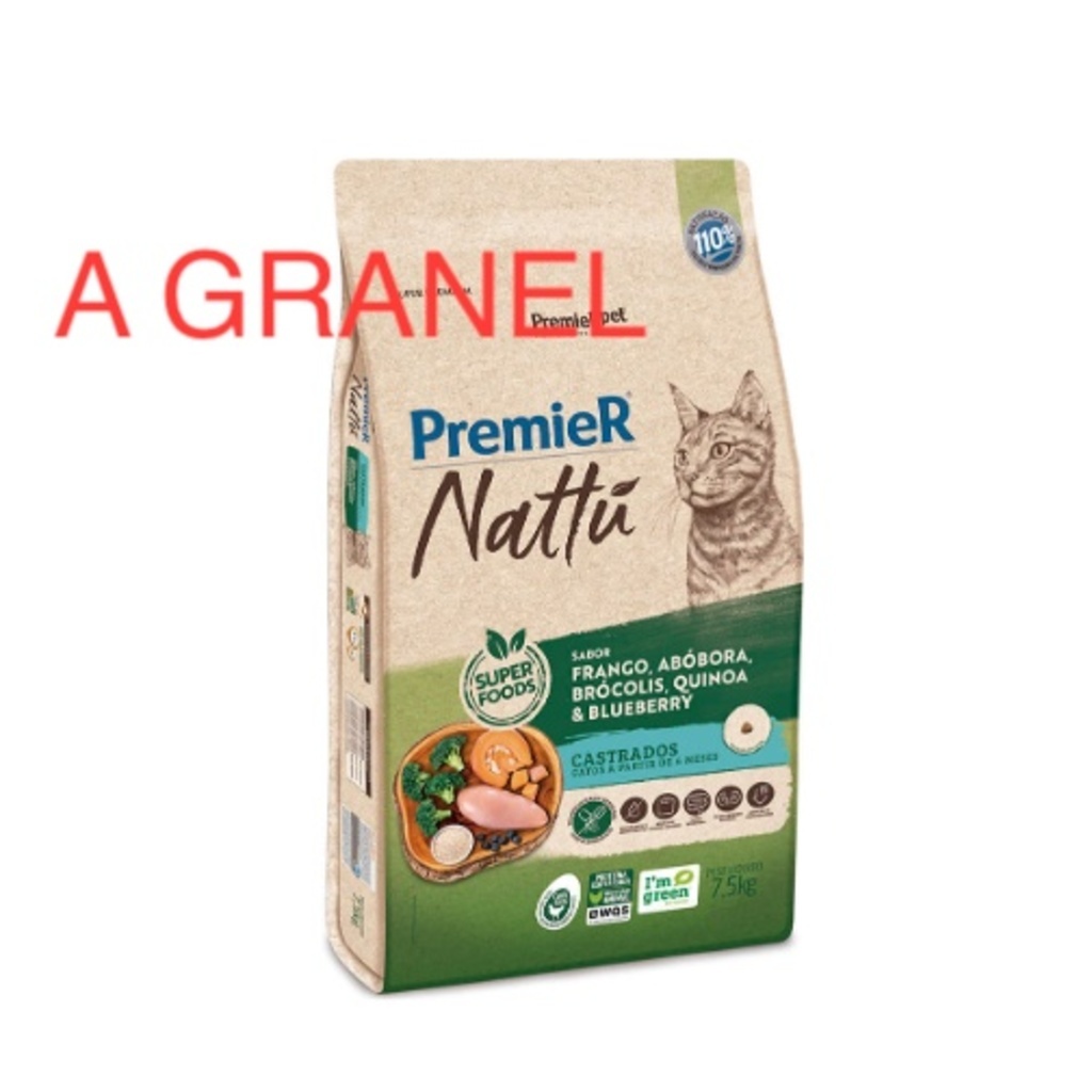 Ração De Gatos A Granel PremieR Nattú Abóbora Para Gatos Castrados 1 Kg