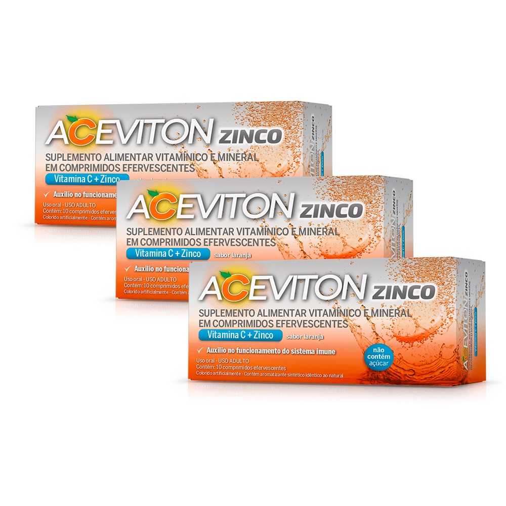 Vitamina C Aceviton Zinco 10 Comprimidos Efervescentes 3CX