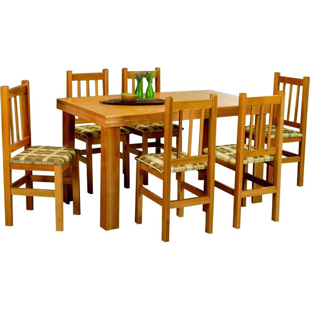 Conjunto Zamarchi Mesa Verniz 6 Cadeiras Assento Estofado em Oferta na Shopee