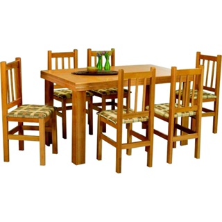 Conjunto Zamarchi Mesa Verniz 6 Cadeiras Assento Estofado em Oferta na Shopee