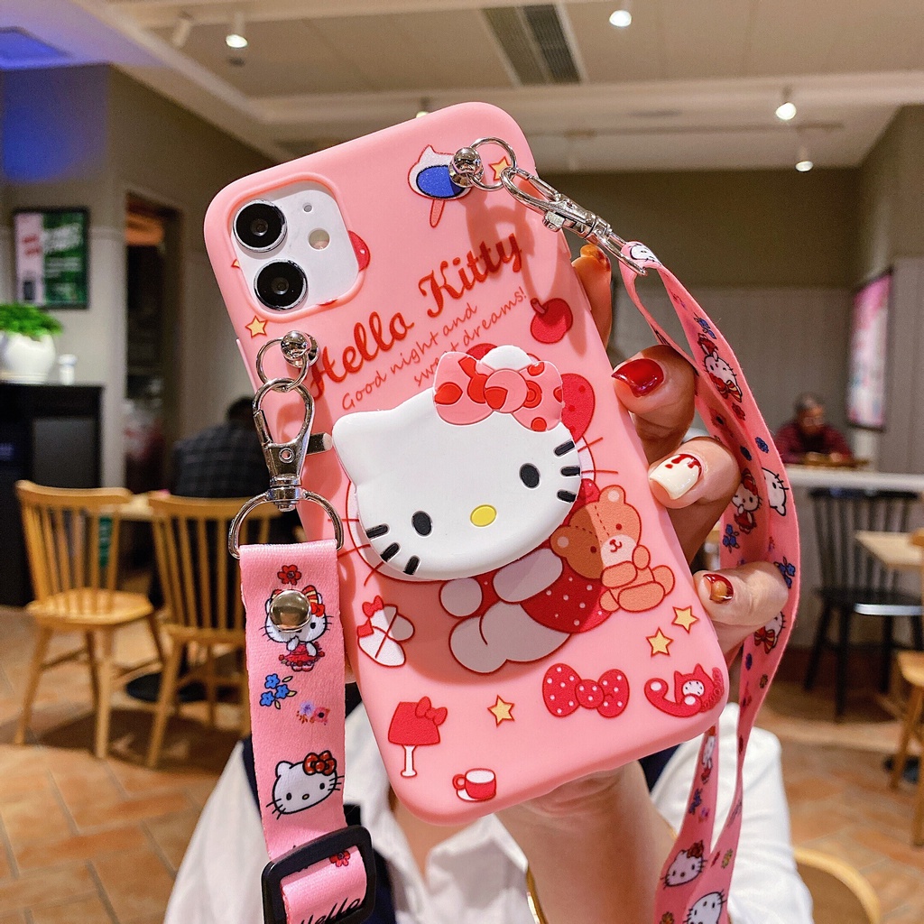 Samsung Galaxy A17 A37 A57 A07 A16 A36 A56 A15 A25 A35 A55 A14 A34 A32 Capa TPU Para Gato Hello Kitty Com Cordão Longo