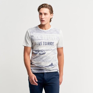 Camiseta Masculina Cinza Estampada