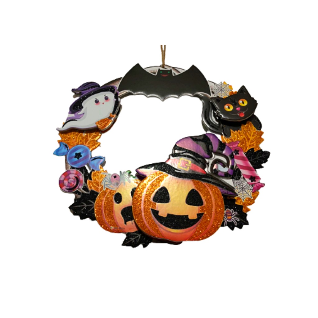 Placa MDF Halloween Abóbora Dias das Bruxas 3D 31X31