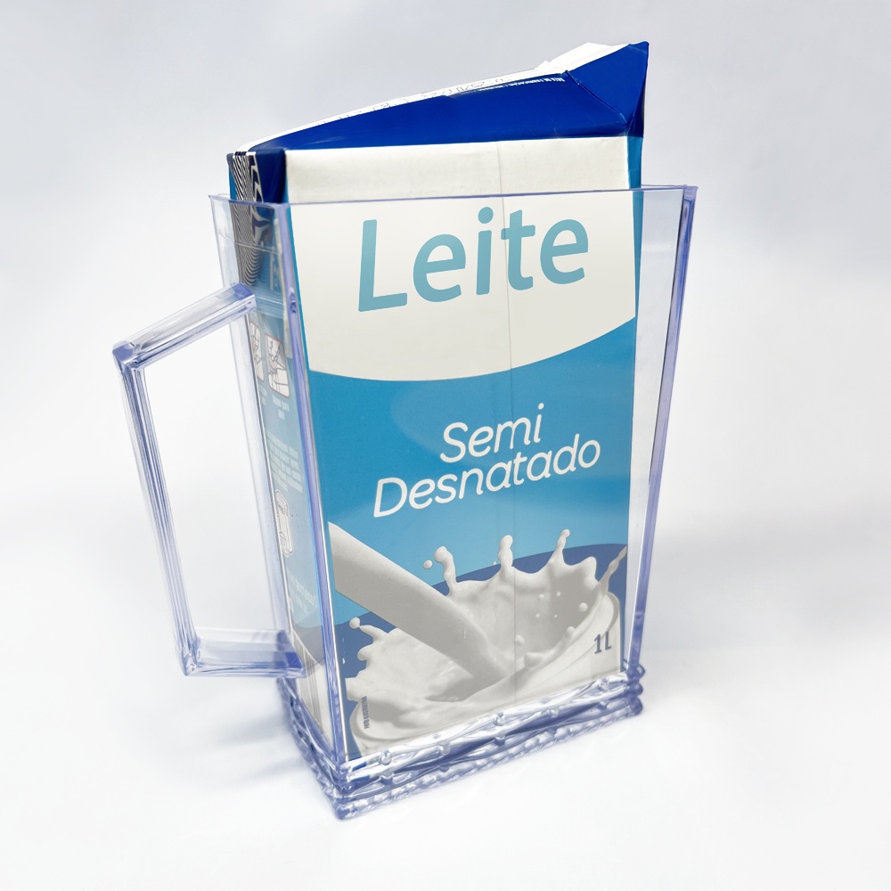 Porta Leite Suporte Transparente Com Alça 1 litro