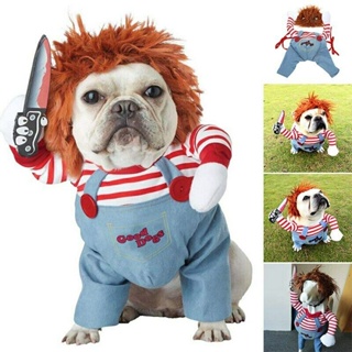 Roupa De Cachorro Gato De Estimação Engraçada Chucky Deadly Doll Cosplay Festa De Fantasia em Oferta na Shopee