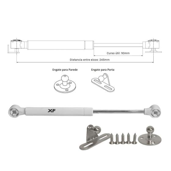 Kit 2 Pistao A Gas XF 80N Porta De Armários Abre Para Cima