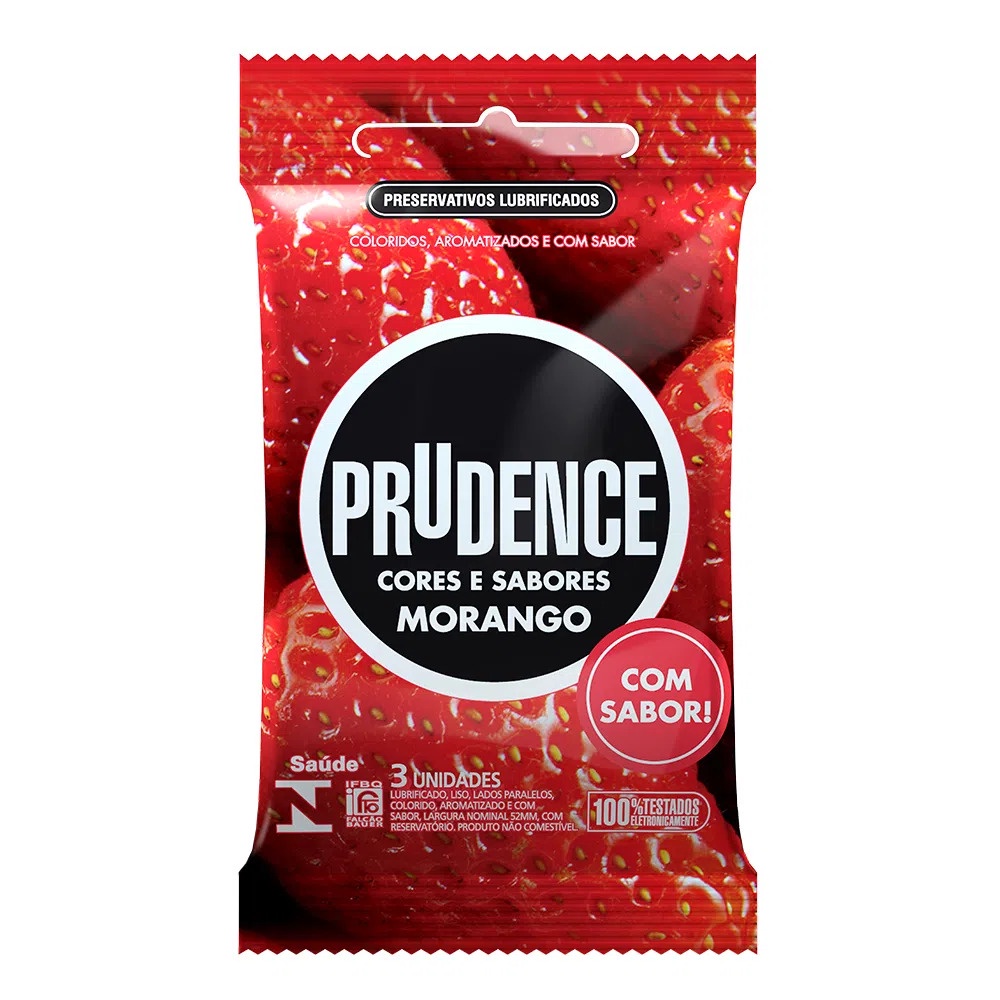 Preservativo Masculino Sabor Morango Prudence Cores e Sabores 3 unidades em Oferta na Shopee
