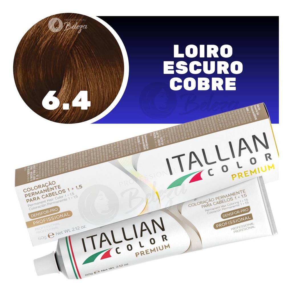 Coloração Itallian Color Louro Escuro Cobre 6.4 60g - Beauty