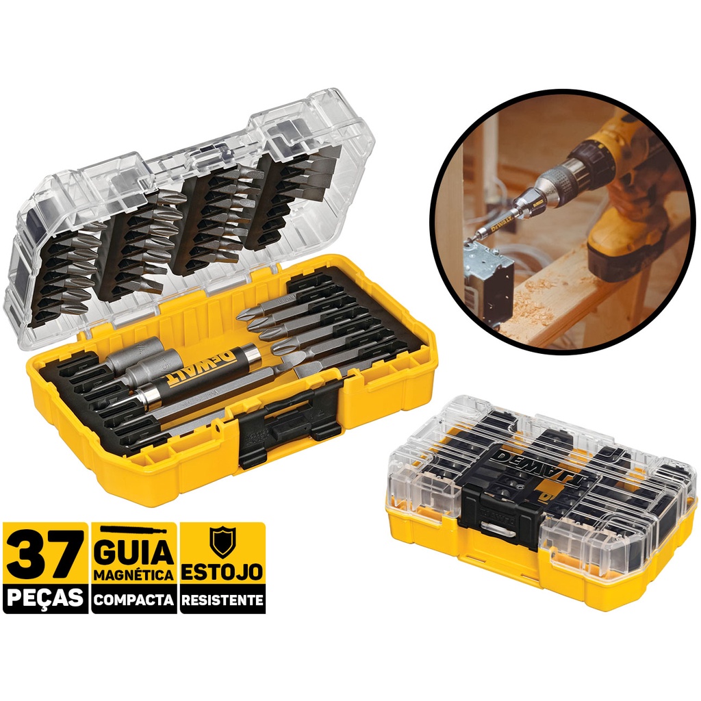Kit Jogo De Bits E Pontas P/ Parafusar 37 Peças  Dewalt DW2163