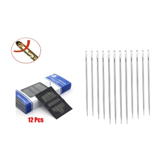Kit  de Agulhas mágicas para costura com 12 Unidades Passa Linha Facil furo lateral ideal para cegos idosos Atacado em Oferta na Shopee