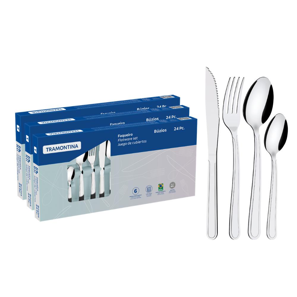 Faqueiro Tramontina Aço Inox Buzios 72 Peças em Oferta na Shopee