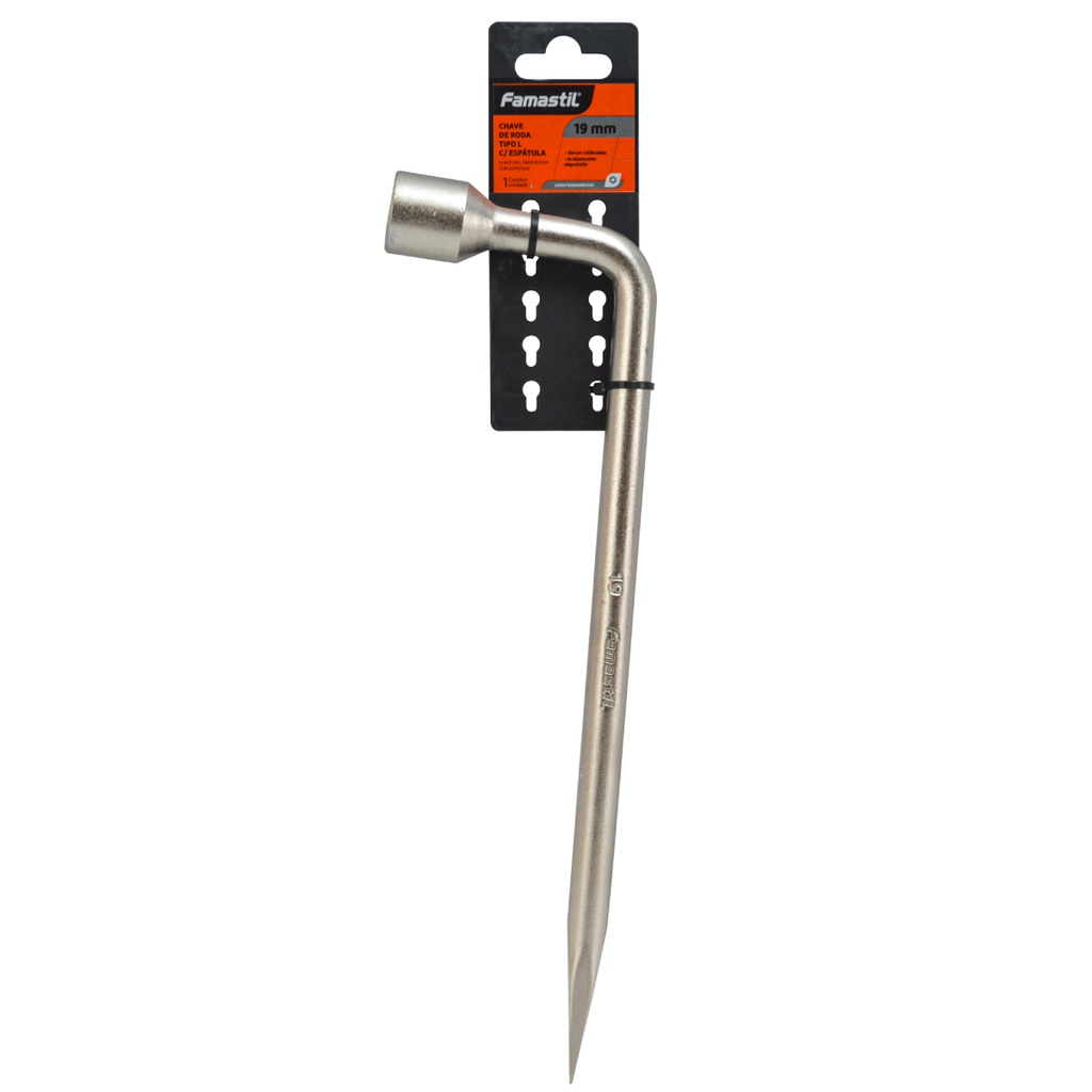 Chave de Roda Tipo L com Espátula 19mm Foxlux Famastil – Aço Carbono