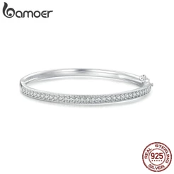 Bamoer S925 Coreano Simple Basic Thin Bracelet Design Exclusivo Presentes De Dia Dos Namorados Para Mulheres 17 E 19cm