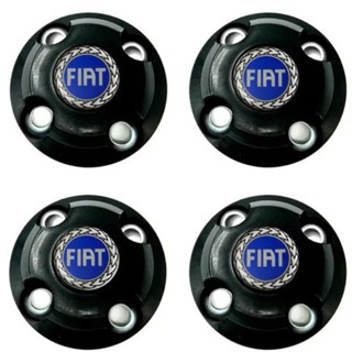 Jogo calota Calotinhas Central Fiat Uno Palio Fiorino Punto Siena Idea P/ RODAS AROS 13,14 E 15 logo azul Acompanha Oito Arruelas
