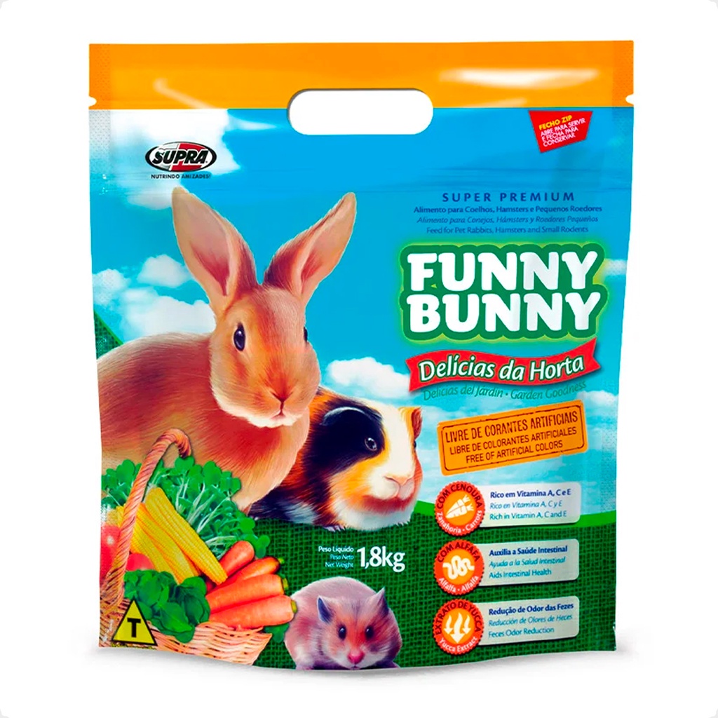 Ração Funny Bunny 1,8 Kg Delícias da Horta Coelhos, Hamster e Roedores - Pets