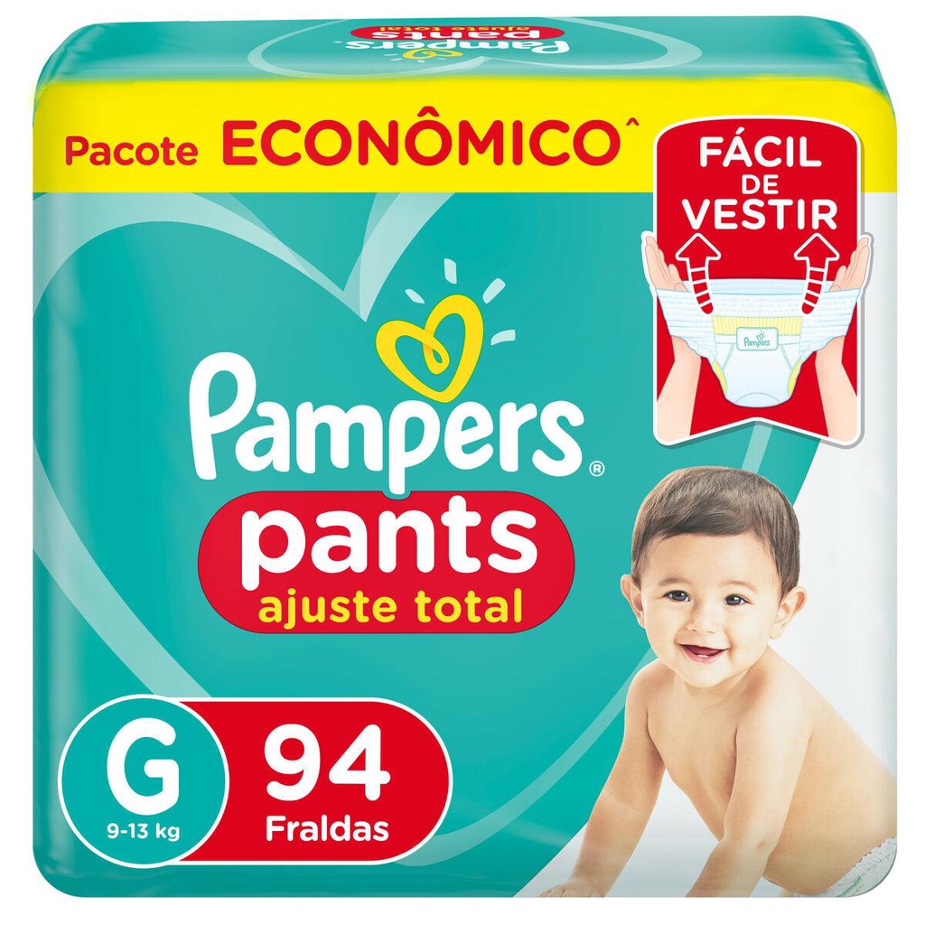 Fralda Pampers Pants Ajuste Total Max G com 94un em Oferta na Shopee