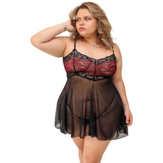 Camisola de Tule Com Renda Com Amarração Atrás Feminino