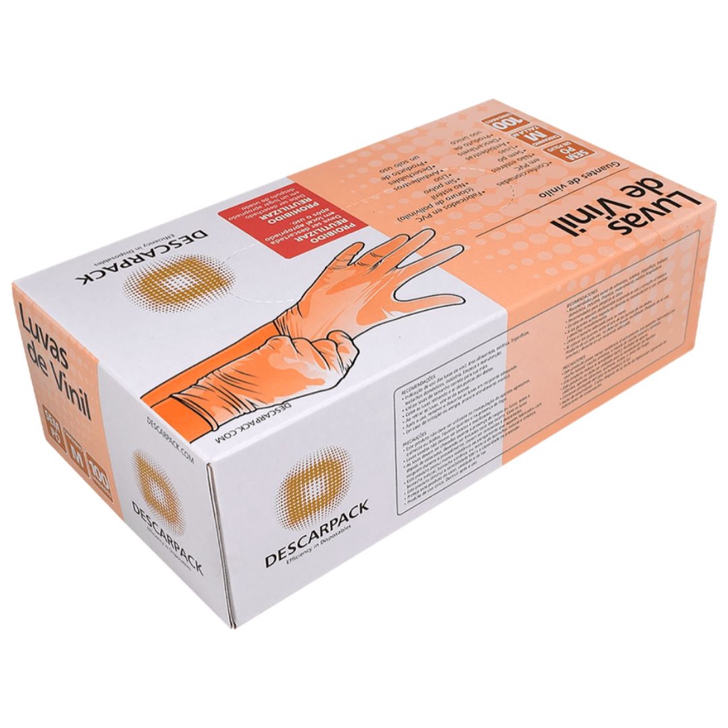 Luva de Vinil Sem Pó Descarpack 100un