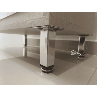 Kit 4 Pé De Cozinha Cromado Quadrado Regulável 10cm / 15cm Parafuso em Oferta na Shopee