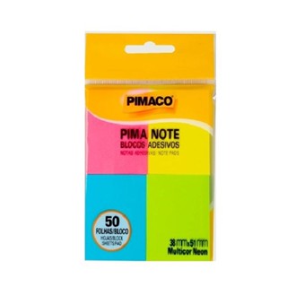 Bloco recado adesivo Multicor Neon 38x51mm 50 fls 970830 Pimaco