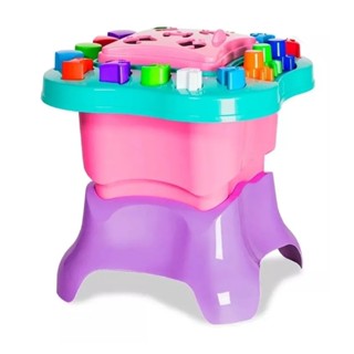 Mesinha de Atividades Infantil Rosa c/ Acessórios Menina +12 meses Baby Land Cardoso Toys