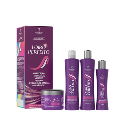 Kit Matizador loiro para (cabelos brancos, loiros e grisalhos) - 4 itens - Shampoo, Condic, Creme de pentear e máscara - Bio instinto