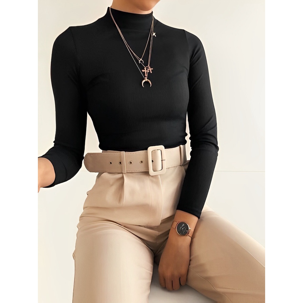 Blusa Básica Manga Longa Lisa Feminino