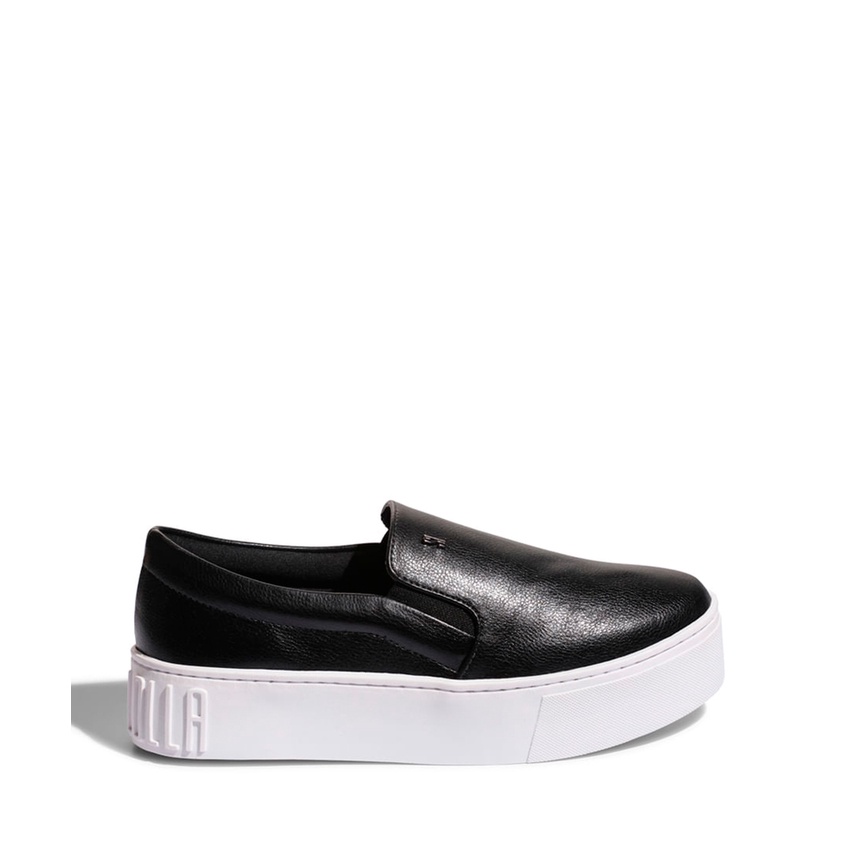 Slip On Santa Lolla Preto Couro Sola Alta