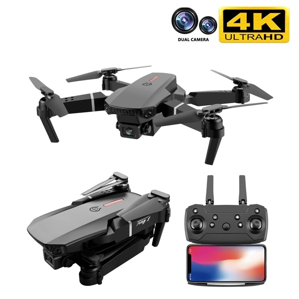 Drone E88 Pro 4K HD Posicionamento De Câmera Dupla 1080P WiFi FPV Novo 2021 Altura Manter Profissional RC Quadcopter