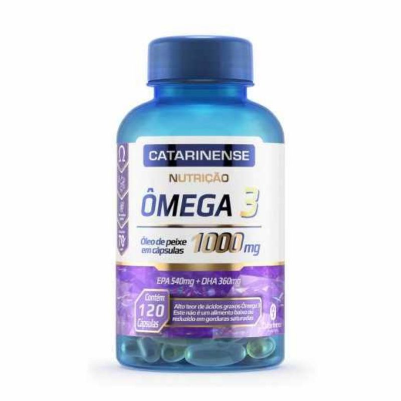 Omega 3 Catarinense Pharma 1000mg 120 Capsulas EPA DHA Oleo de Peixe Saude do Coraçao
