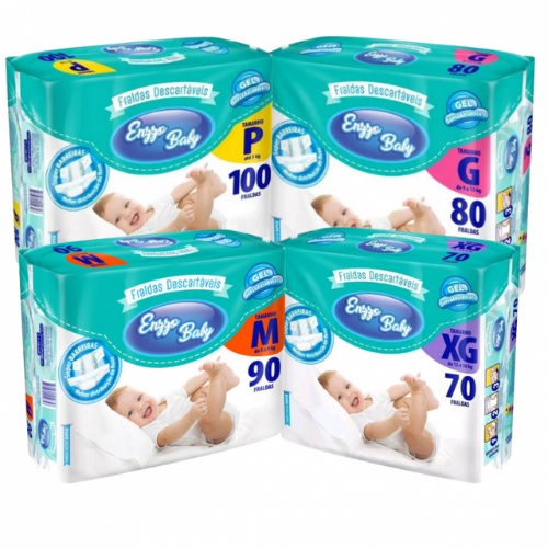 Fraldas Descartáveis Atacado Barato Enzzo Baby Pacotão Tam:P/M/G/XXG em Oferta na Shopee