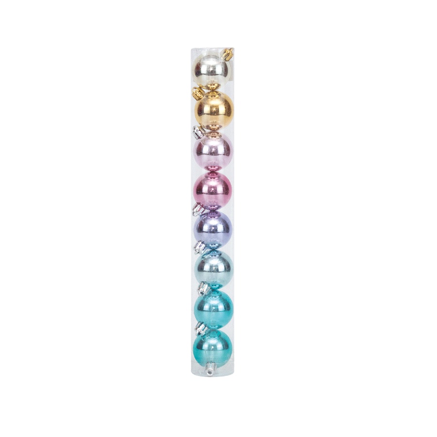 Bolas em Tubo Rainbow Lisa 8cm - 08 unidades - Cromus Natal. - Home & Living
