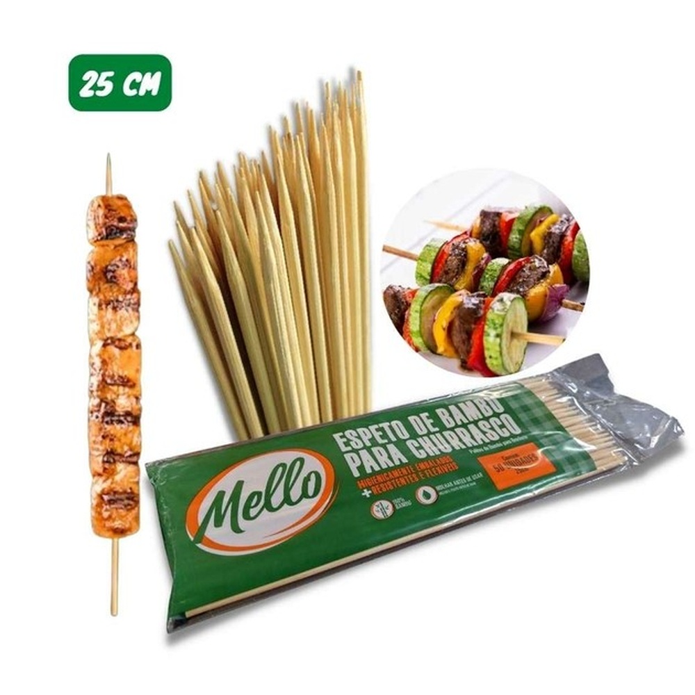 Espeto De Bambu P/ Churrasco Mello 25cm 50un