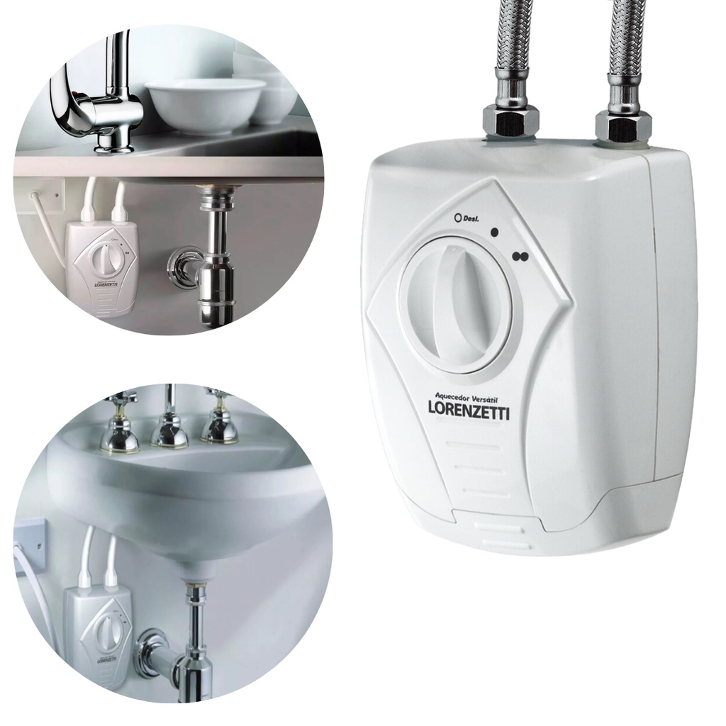Aquecedor de Água Elétrico Versátil Lorenzetti 127V 5500W Branco Aquecimento Pia Cozinha Lavatório