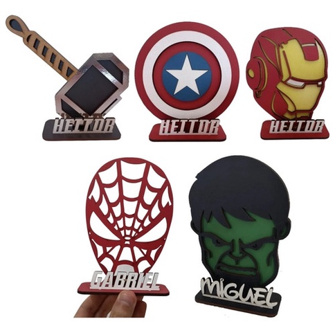 8 Centros 20cm Homem Aranha, Ferro, Capitao America, Thor E Hulk
