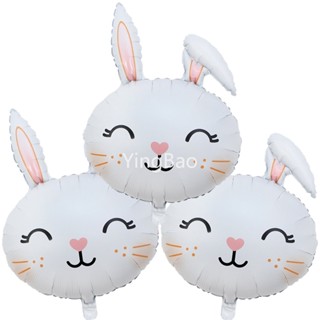 3pcs Balões De Páscoa Bonitos Em Forma De Coelho Branco Feliz Folha Para Decoração De Festa Aniversário Infantil