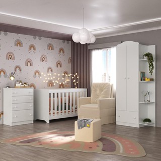 Quarto Infantil Completo com Poltrona de Amamentação e Puff Multimóveis MP4080