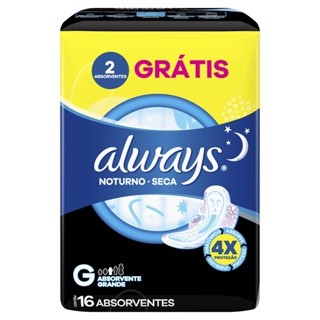 Absorvente Always Noites Tranquilas Seca com abas 16 Unidades em Oferta na Shopee