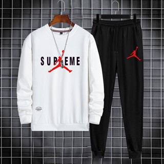 Suéter Masculino Conjunto Casuais Manga Longa Confortável Roupas + Calças M-4XL