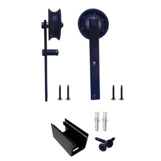 Kit 2 Roldanas e 1 Guia para Trilho Tubular Ferro - Preto - Al-Fer em Oferta na Shopee
