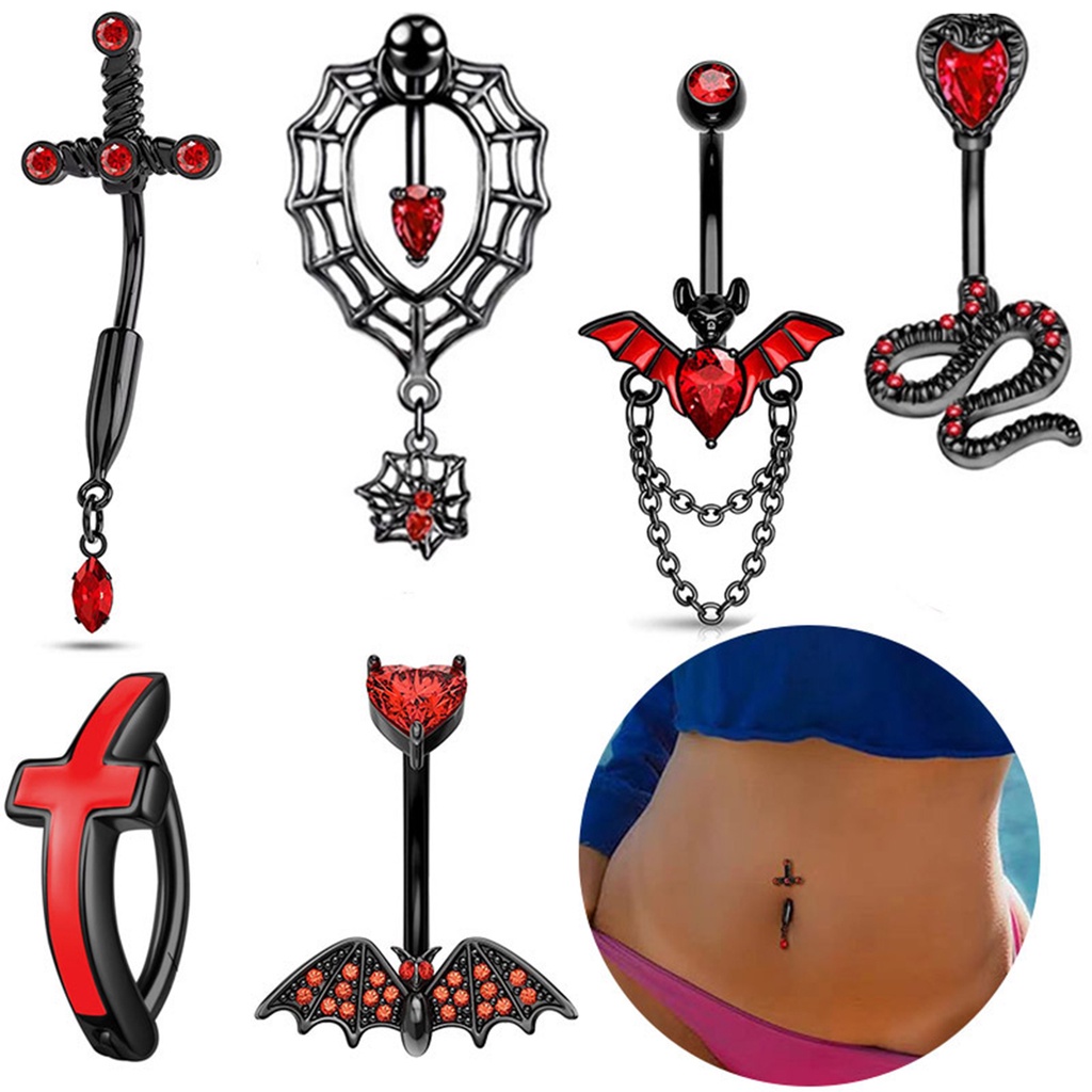 Anel Do Umbigo Da Serpente Morcego Vintage Cross Navel Piercing Belly Anéis Jóias Corpo em Oferta na Shopee