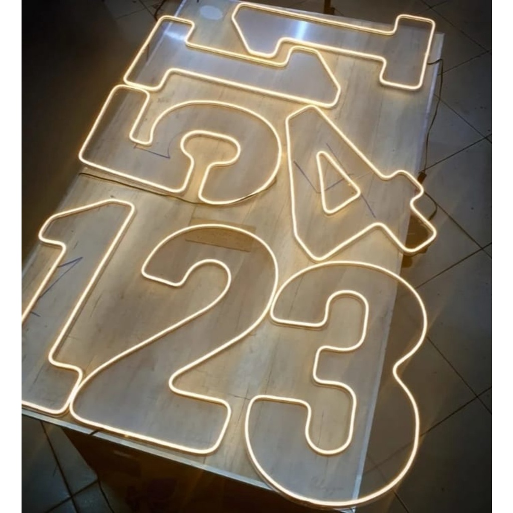 Painel Led Neon Números 0 a 9 Acrílico Cristal 50cm Altura em Oferta na Shopee