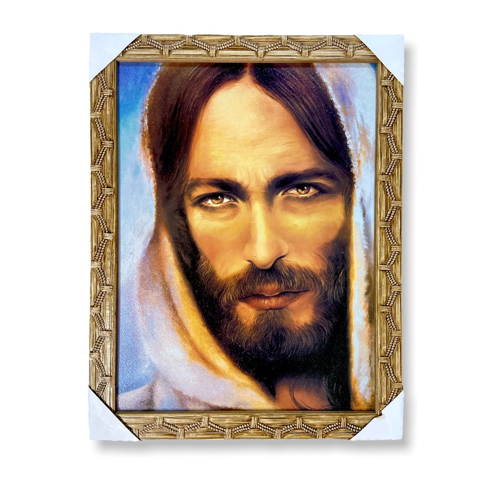 Quadro Jesus Com Manto Sagrado Decorativo 30x40cm Moldura Promoção