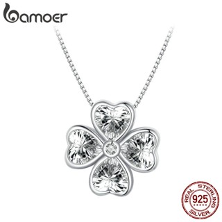 Prata Bamoer Sterling 925 Colar Simples De Quatro Folhas De Trevo BSN334 Presentes De Aniversário Para Mulheres