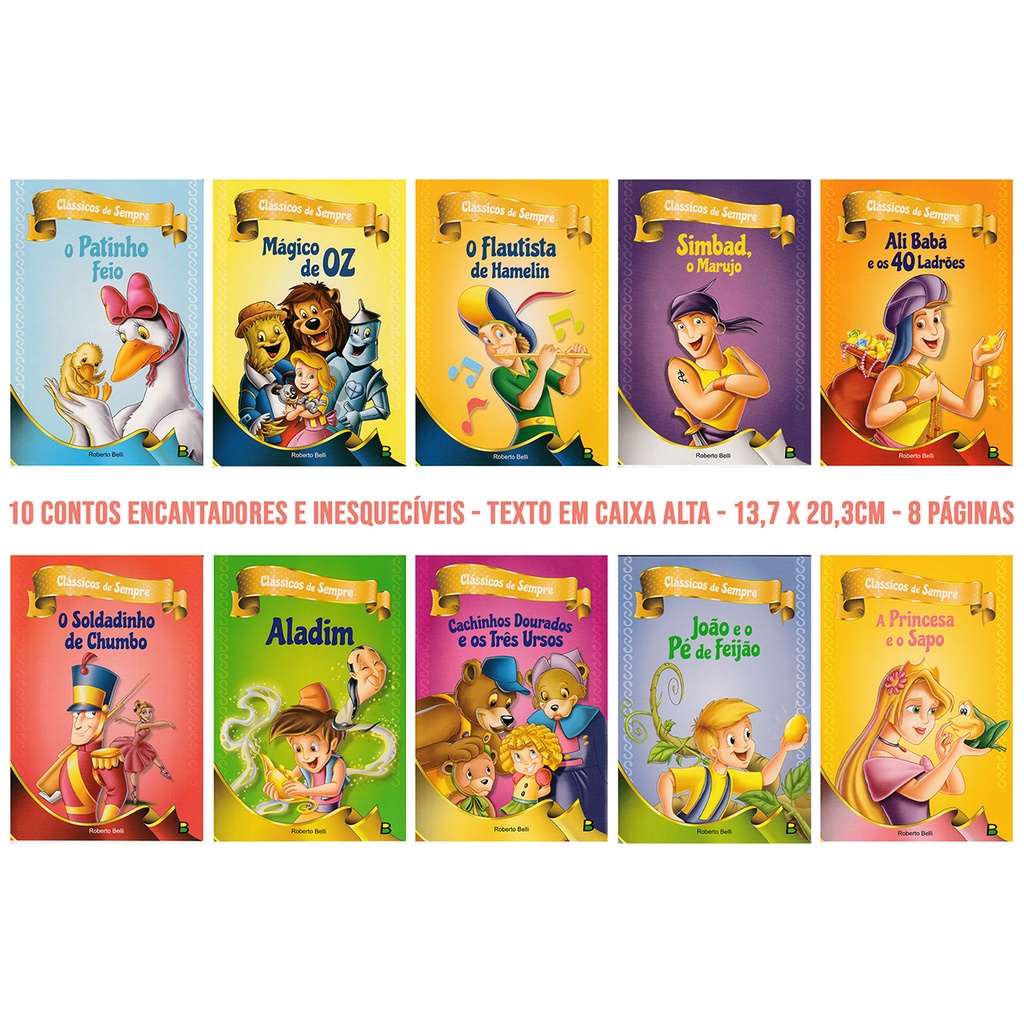 Kit com 10 Livrinhos - Classicos de Sempre em Oferta na Shopee