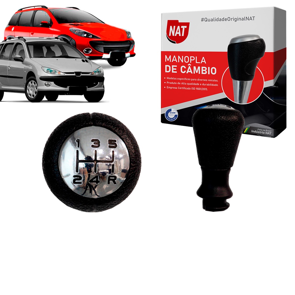 Manopla de Câmbio Peugeot 206/207/SW Ano 2000 Até 2014