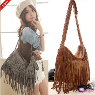 Mag-Women Girl Tassel Mala De Mão De Camurça Bolsa Ombro Elegante Bela Satchel