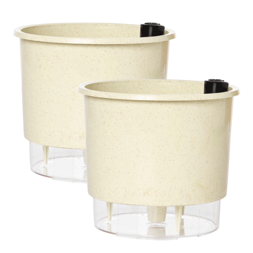 Kit 2 Vaso Autoirrigável Pequeno 11cmx12cm Calcário de Plástico Reciclado Cachepot Decorativo Anti Mosquito - Vaso Raiz