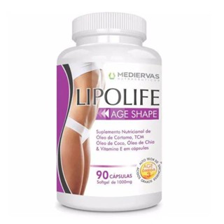 Lipolife Age Shape MEDIERVAS 90 capsulas 1000mg com óleo de coco,óleo de chia,e vitamina E