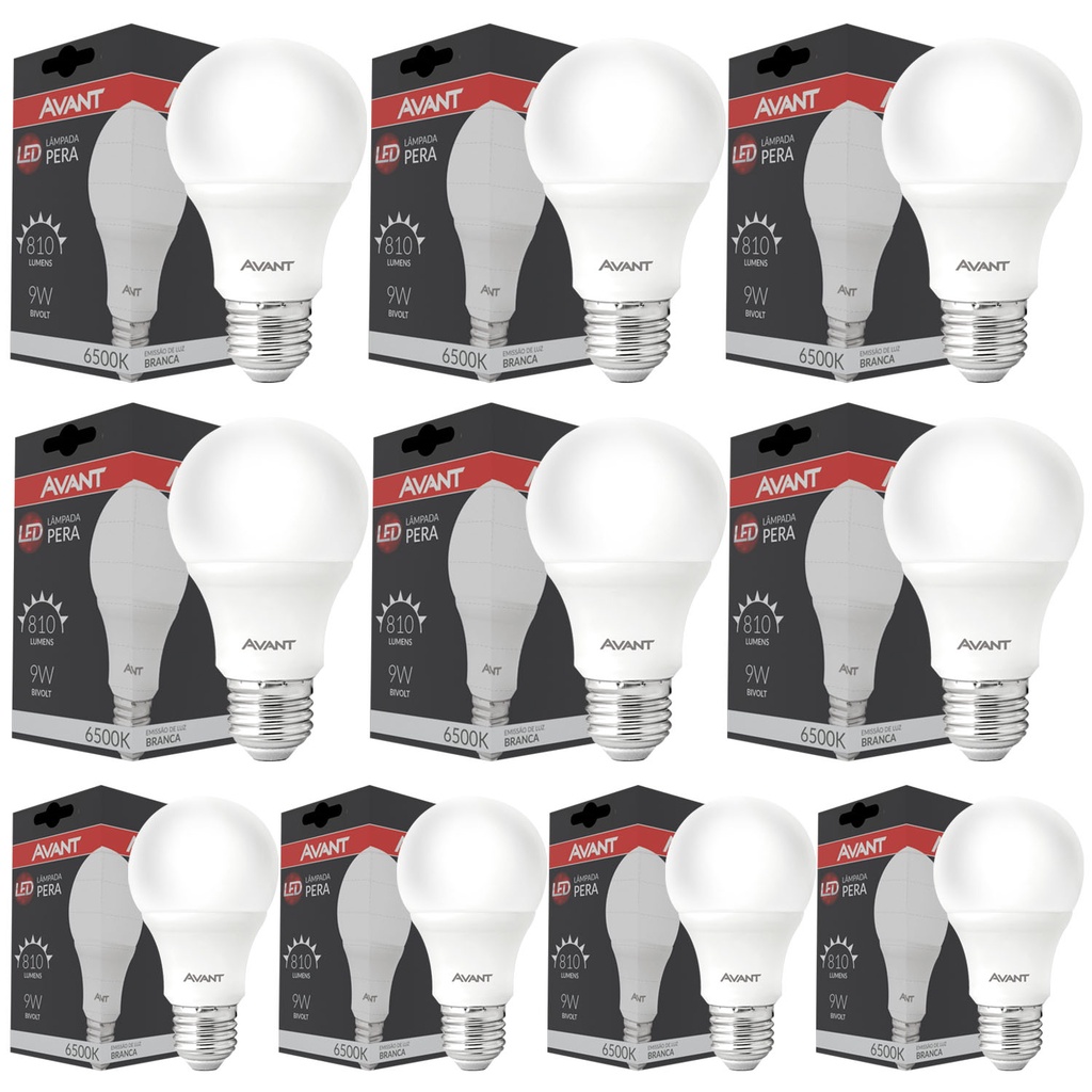 10 Lâmpada Pera Bulbo Soquete E27 Luz Branco Frio 9w Bivolt em Oferta na Shopee